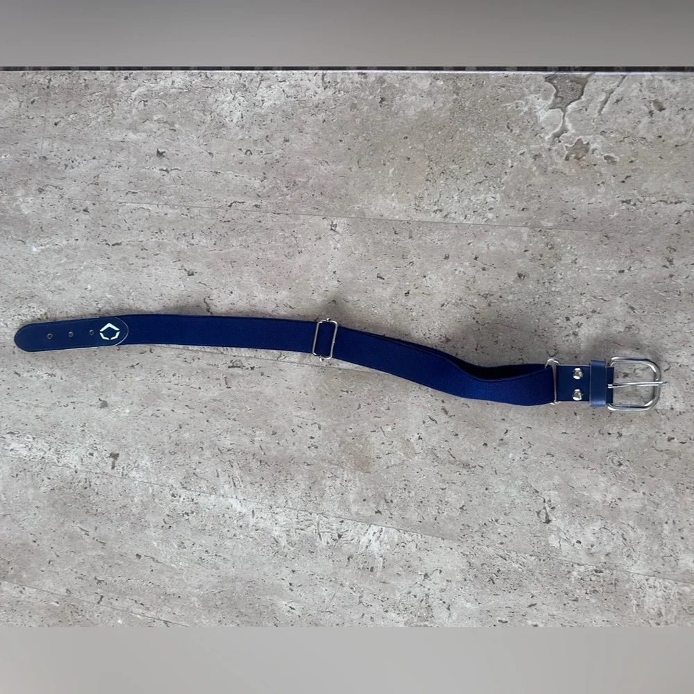 Kids Navy Evoshield Baseball Elastic Belt with Leather Trim